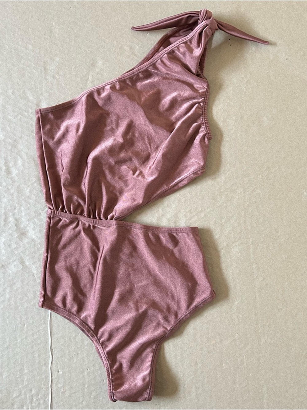 Brazil Del Mar Swimwear Tie Shoulder One Piece Bodysuit Rose Gold Women’s Small